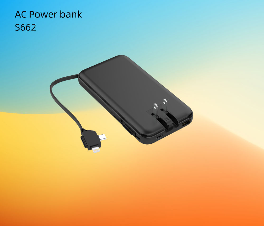 Hot Ac Power Bank,ac Charger,portable Power Bank With Built In Cable