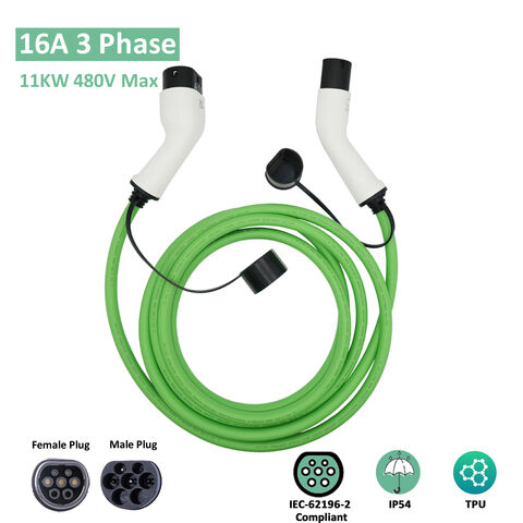 Mode 3 Use 11kw IEC 62196-2 Type 2 Male to Female EV Connector Car Side Charging  Cable - China EV Charger, 7kw EV Wallbox