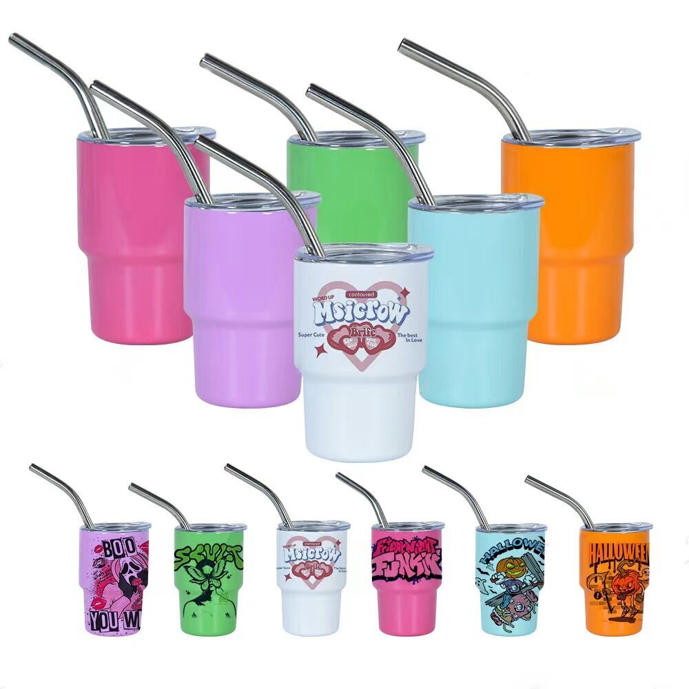 Portable 380ML Kids Thermos With Straw Cute 304 Stainless Steel