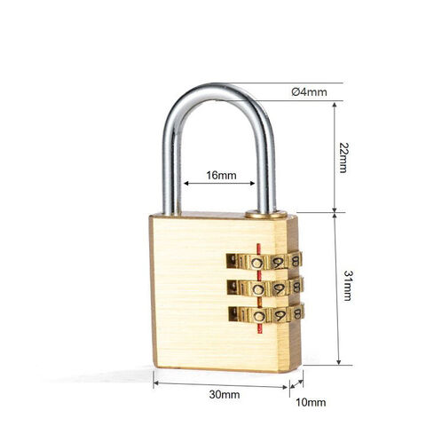 Candado de combinación de 4 dígitos 20,5 x 61 x 10 mm para