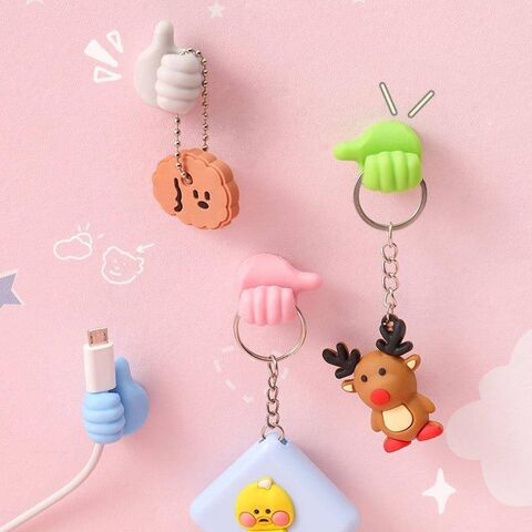 Self-Adhesive Wall Hooks Thumb Cable Organizer Clips Key Hook