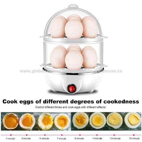 Hervidor eléctrico para huevos suave, medio o duro, capacidad de 14 huevos,  máquina de huevos de dos capas, vaporizador de huevos, con apagado