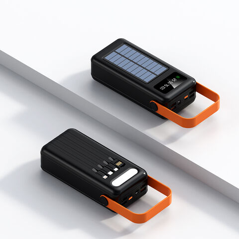 Portatil 40000mAh Solar De Bateria USB Cargador 4 Cables Para