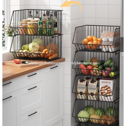 Kitchen Rotating Storage Rack Home Multilayer Vegetable Basket Round Storage  Shelf with Wheels Space Saving Organizer
