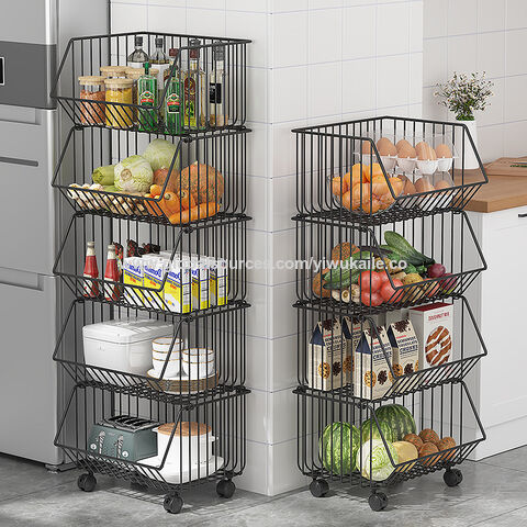 Kitchen Vegetable Rack Home Multi-functional Rotating Free Installation  Vegetable Basket Multilayer Fruit Vegetable Storage Rack