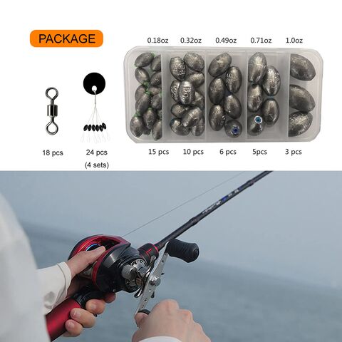 Lead Oval Shape Bass Casting Worm Bullet Tackle Fishing Assortment