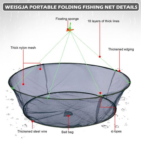 Foldable Bait Trap Fishing Net - Hand Cast Cage for Catching Fish Shrimp  Crab Crawfish