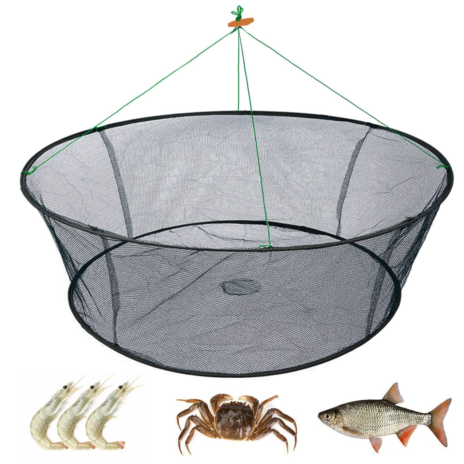 Bait Nets for Minnows, Foldable Fishing Net Landing Net Fishing Baits Net  Dip Mesh Trap Fish Shrimp Minnow Crayfish Crab Baits Cast Mesh Trap (Size :  4 Holes) 