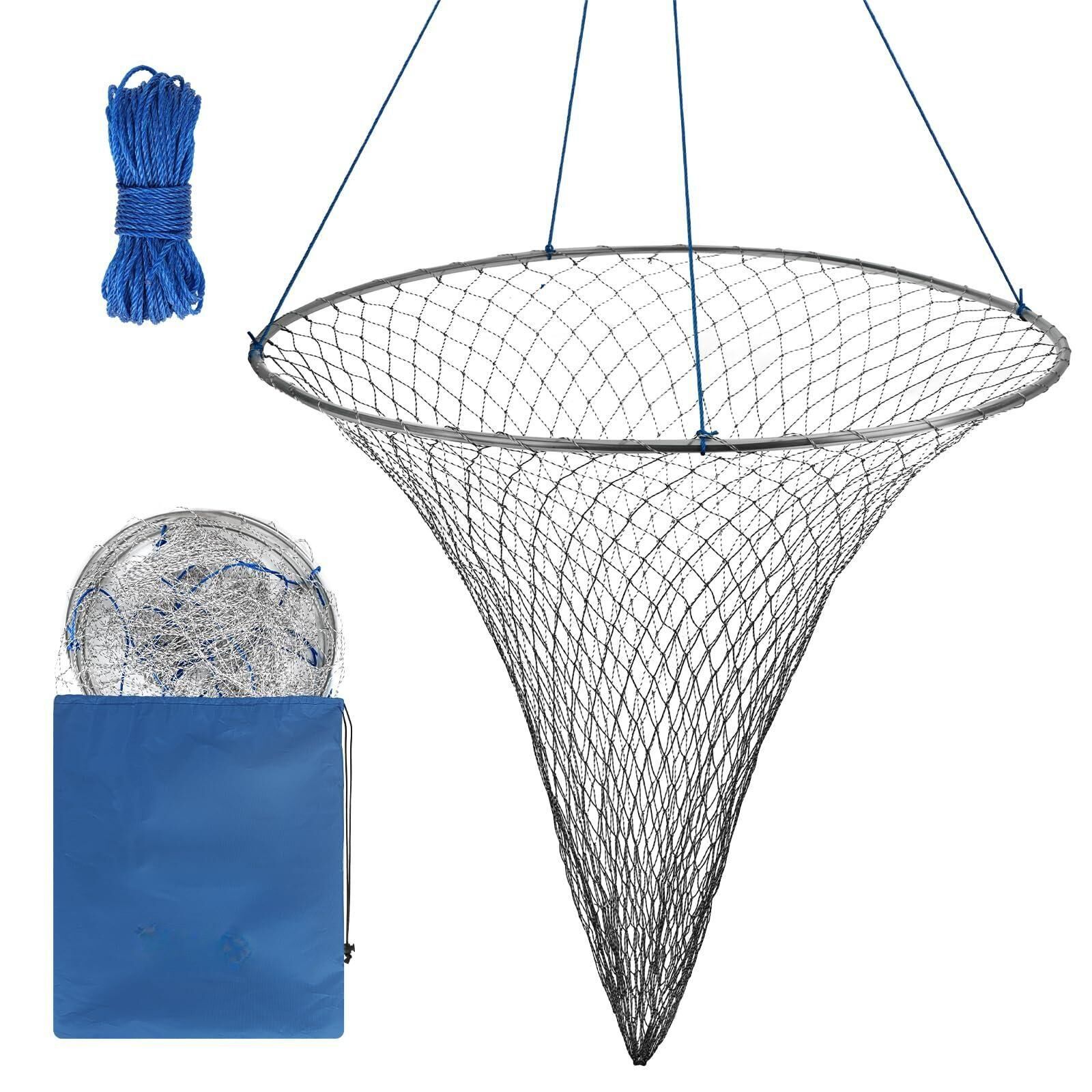 1.5M Folding Fishing Landing Net Durable Triangular Folding Fishing Landing  Net Long Handle Fishing Nets with Telescoping Pole Handle