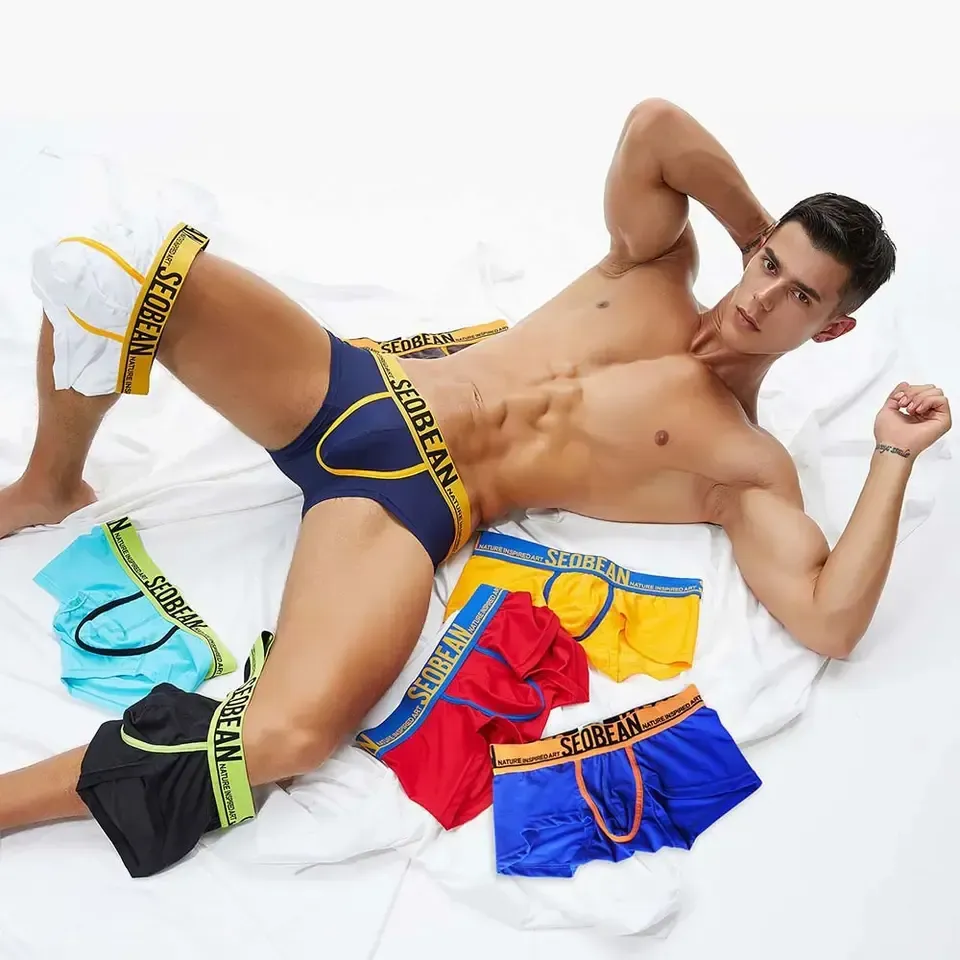 *Men Sexy Briefs Underwear Low-Rise Plaid Pajama Trunk Pouch Underpants  Lingerie