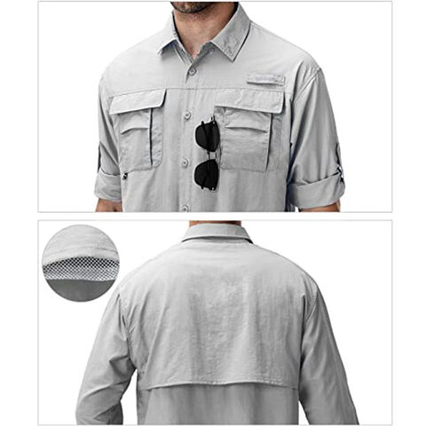 LRD Men's UPF 30 Long Sleeve Fishing Shirts Button Down Sun Protection Shirt