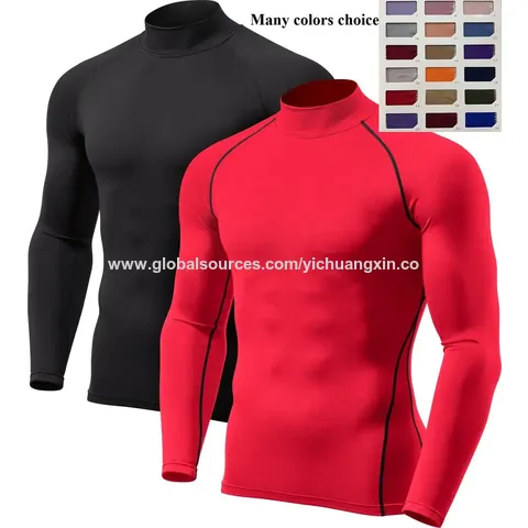 Mens 2 Pack Mock Turtleneck Compression Shirt Long Sleeve Dry Fit UV  Protection Cool Shirts Athletic Running Shirt