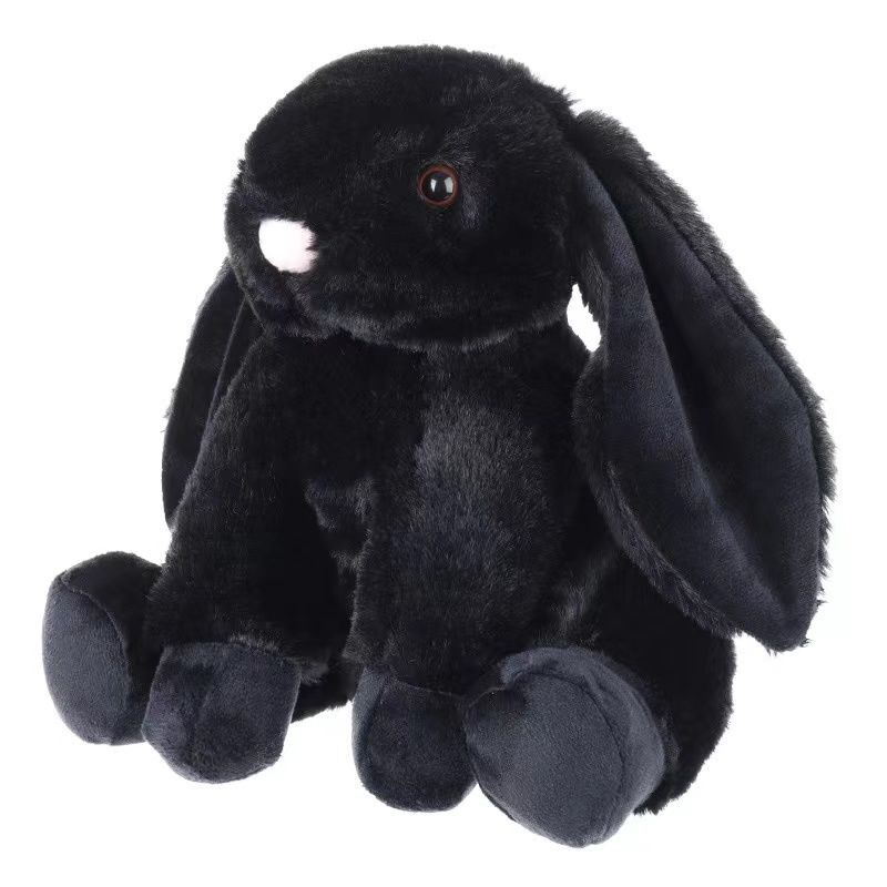 30cm Noir Oreiller Lapin mignon en peluche de Pâques, mignon lapin