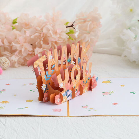 Carte de Remerciement Pop-Up Personnalisée – Carte de Vœux avec Cadeau Pop-Up – Carte de Vœux 3D Artisanale avec Enveloppe pour Festivals