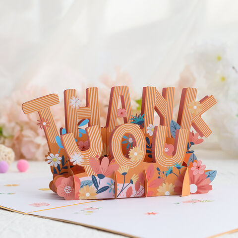 Carte de Remerciement Pop-Up Personnalisée – Carte de Vœux avec Cadeau Pop-Up – Carte de Vœux 3D Artisanale avec Enveloppe pour Festivals