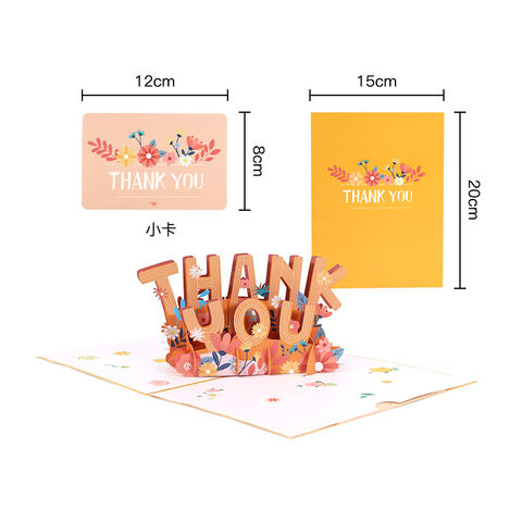 Carte de Remerciement Pop-Up Personnalisée – Carte de Vœux avec Cadeau Pop-Up – Carte de Vœux 3D Artisanale avec Enveloppe pour Festivals
