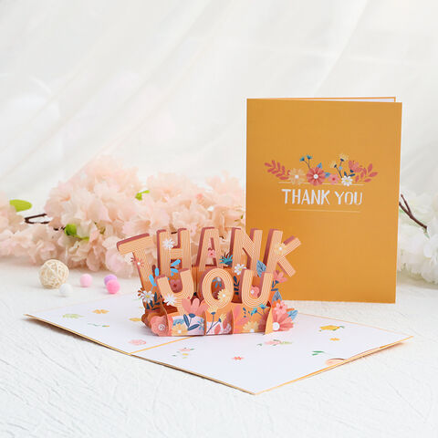 Carte de Remerciement Pop-Up Personnalisée – Carte de Vœux avec Cadeau Pop-Up – Carte de Vœux 3D Artisanale avec Enveloppe pour Festivals