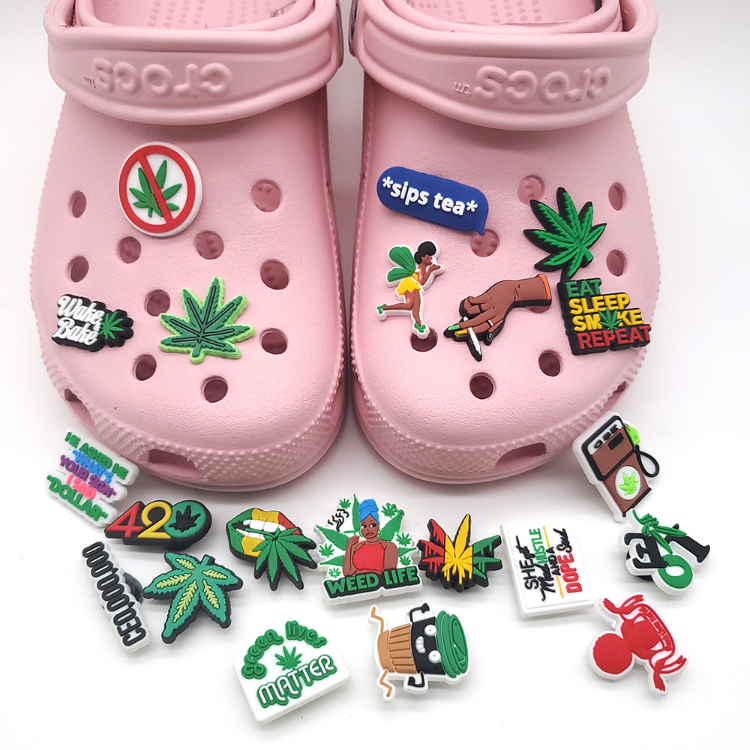 Buy Standard Quality China Wholesale Custom New Fashion Shoe Decoration Pvc Croc Charms 420 Weed Plant Croc Shoe Charm For Kids Shoes Charms Accessorypopular 0.09 Direct from Factory at Guangzhou JM S...