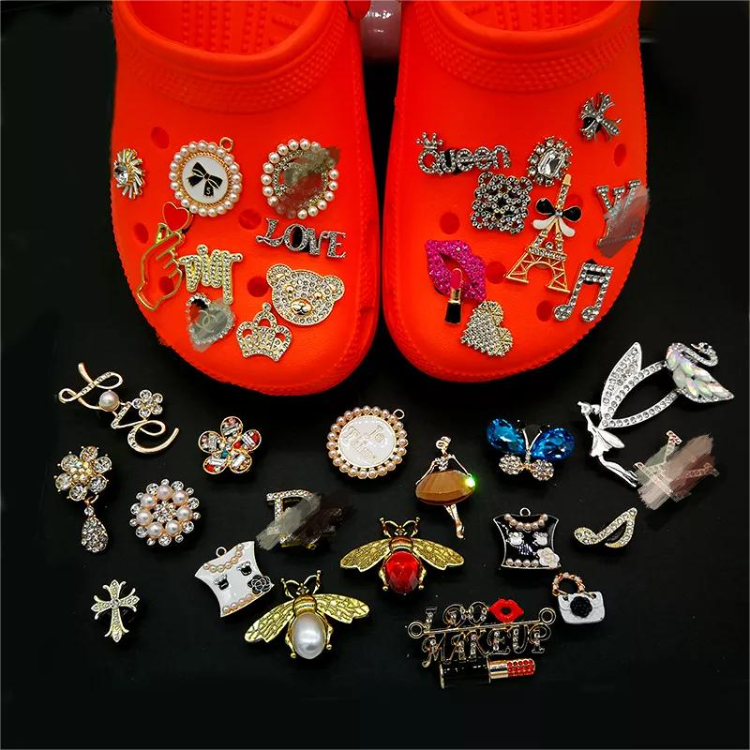 Wholesale designers metal luxury bling custom rhinestone metal disigners  metal brand croc shoe charms for clog shoes decoration wholesale From  m.