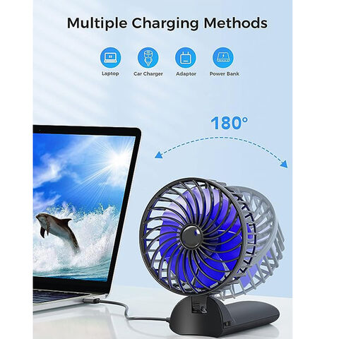 JISULIFE Small Desk Fan Battery Operated Small Fan，180° Foldable Portable  Fan, 4 Speeds Adjustable Ultra Quiet for Home Office Travel Outdoor-White