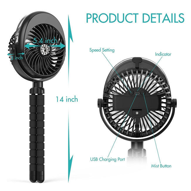 Direct Manufacturers 270° & 360° Pivoting Portable Fan, Battery