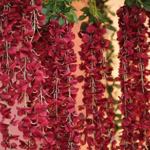 Flores artificiales largas vino guirnalda boda arco decoración planta falsa  /