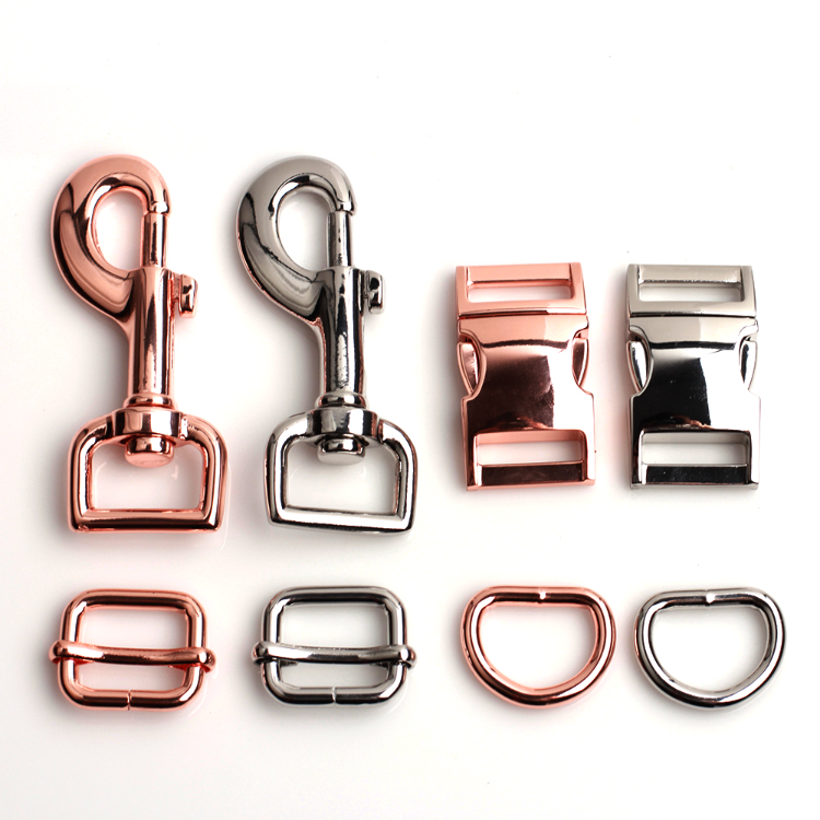 (metal buckle+adjust buckle+D ring+metal dog clasp/set)Engraved DIY dog  collar silver 20mm webbing sewing parts premium quality