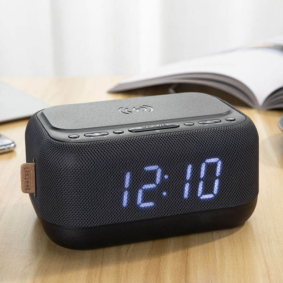 Wireless Charger For Phone Power Bank Digital Alarm Clock Home Fm Built