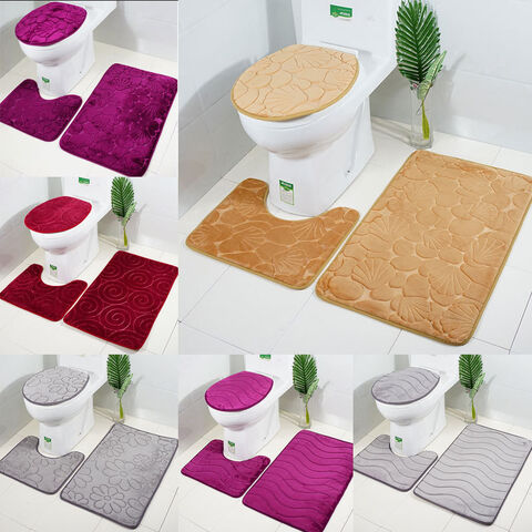 Home Textiles Clearance 3PC Bathroom Rug Set Bathroom Toilet Carpet Anti-Slip  Mat Floor Mat Blue 