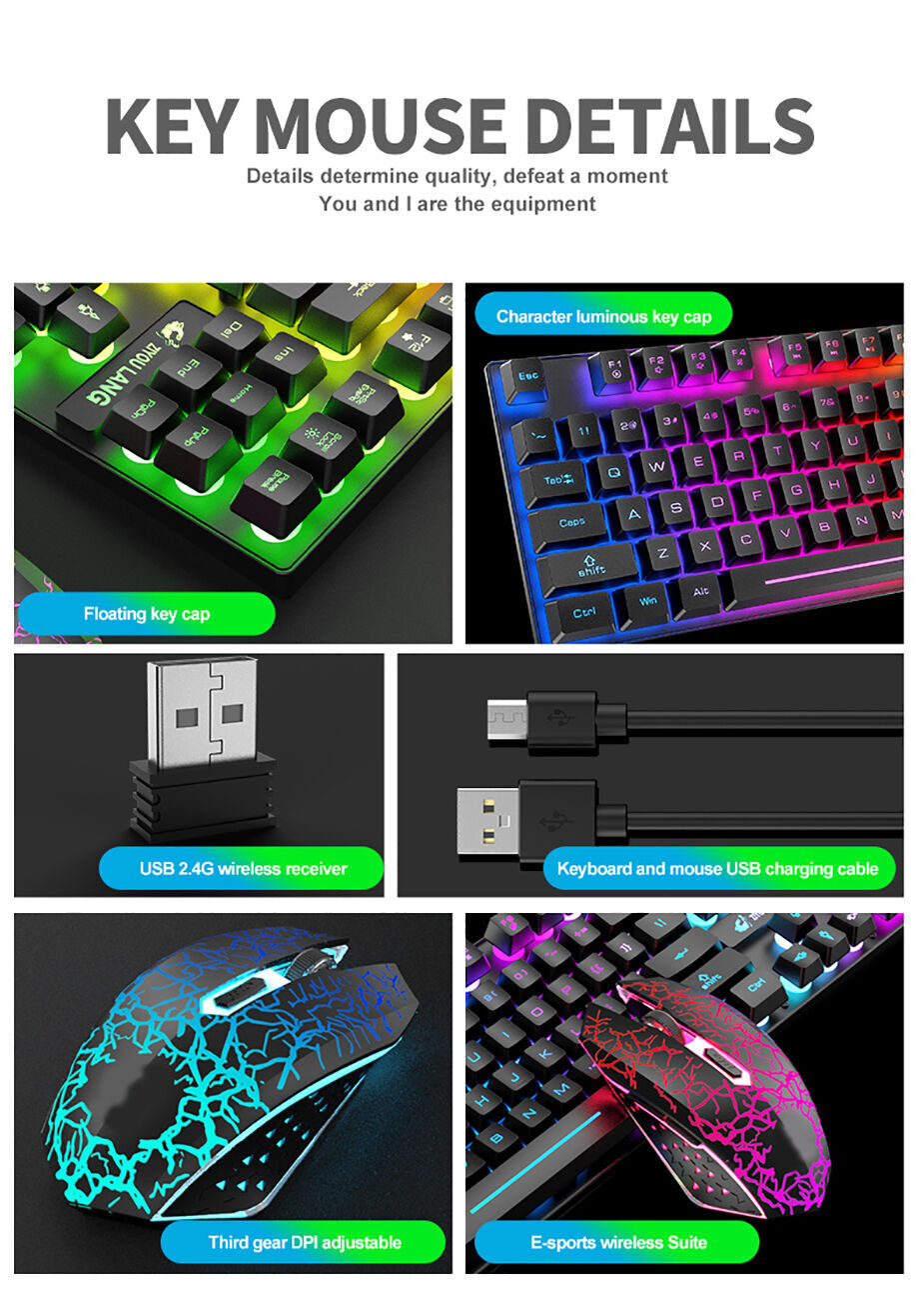 Buy Wholesale China T87 Wireless Charging Keyboard And Mouse Set Game Light Wireless Keyboard