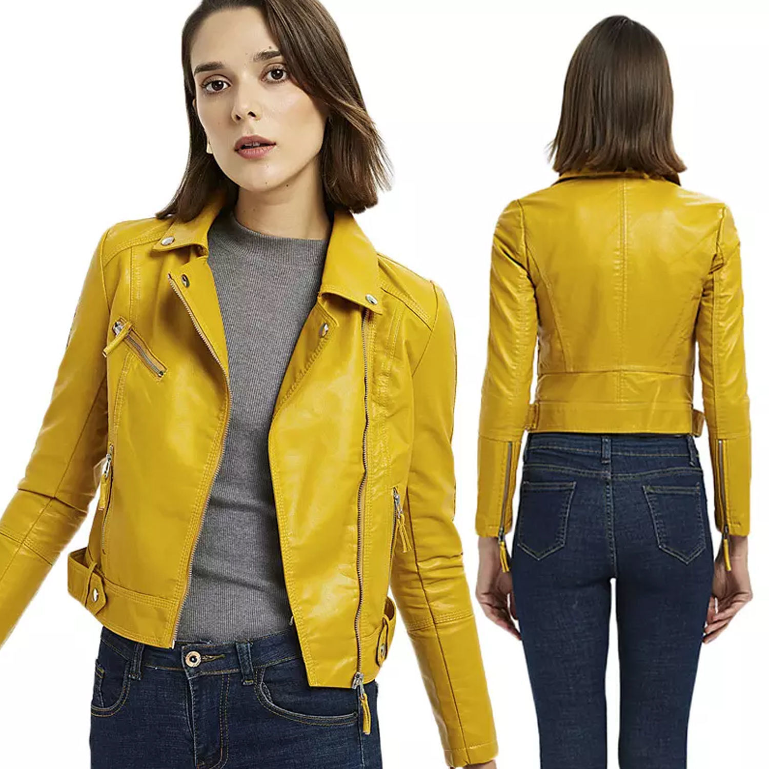 Buy Wholesale China High Quality Spring Lady Faux Leather Welding Coat