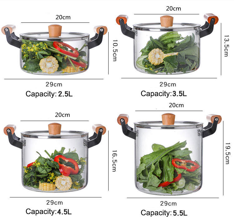 Food-Grade Heat Resistant Glass Cooking Pot Clear Glass Soup Pot with Lid  for Stovetop Microwave Oven - China Cooking Pot and Glass Cooking Pot price