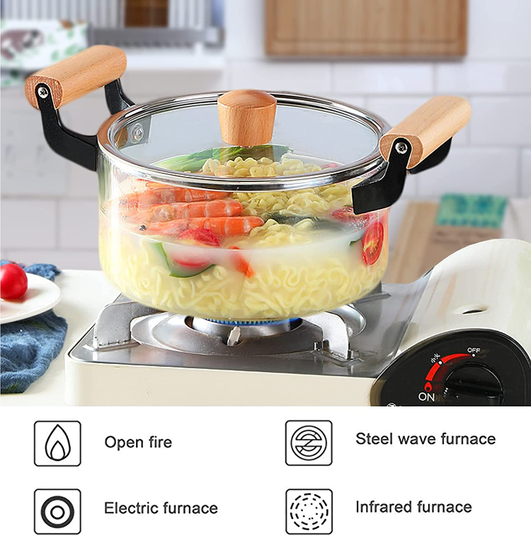 Flame Safe Heat Resistant Borosilicate Clear Glass Cooking Pot Cookware Set  with Stainless Steel Handles - China Glass Cooking Pot and Cooking Pot  price