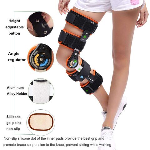 Rodillera ROM con bisagras, soporte ajustable para la articulación de la  rodilla, protector de piernas para mujeres y hombres, rodillera  inmovilizador