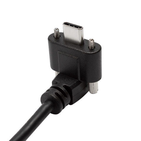 Cable USB CM a USB AM personalizado en ángulo de 90 grados con tornillos de bloqueo dobles