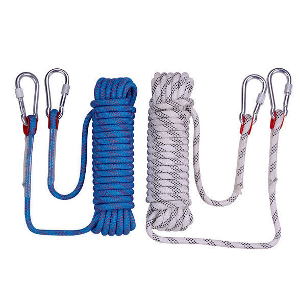 Corde Escalade Statique 20m 8mm Nylon - 2 Mousquetons - Charge 800kg - Randonnée, Camping, Secours