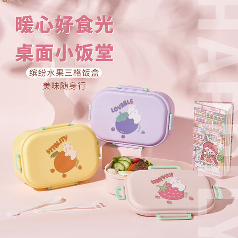 Kawaii Portable Lunch Box For Girls School Kids Plastic Picnic Bento Box  Microwave Food Box With