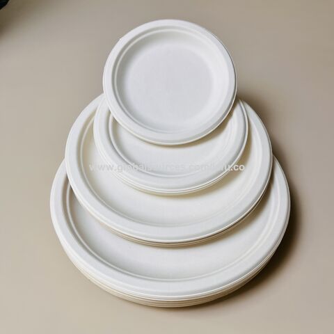 Disposable White Round Plate, Barbecue Party Tableware 6 Inch- Paper Plate  Natural Sugarcane Fiber Party Dinner Plate Degradable - Temu