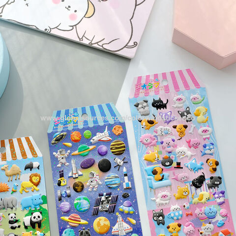 Kawaii Puffy Animal Jewel stickers sheet set