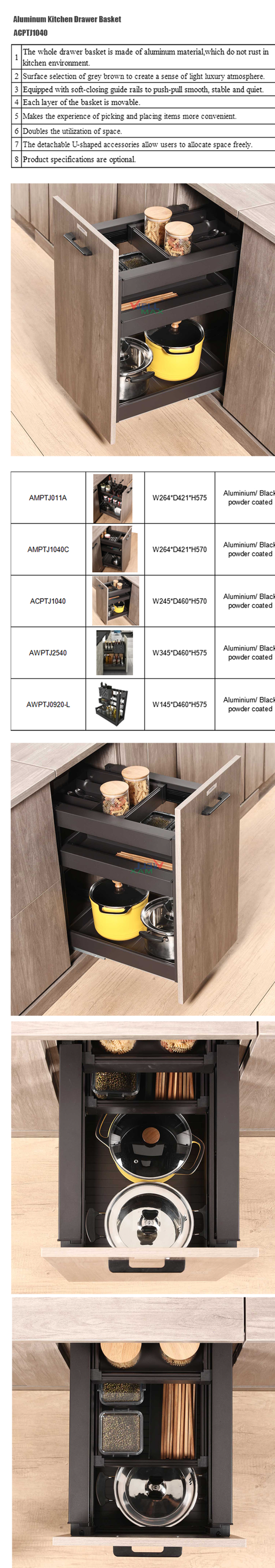 Wellmax Kitchen Cabinet Accessories Multipurpose Drawer Basket