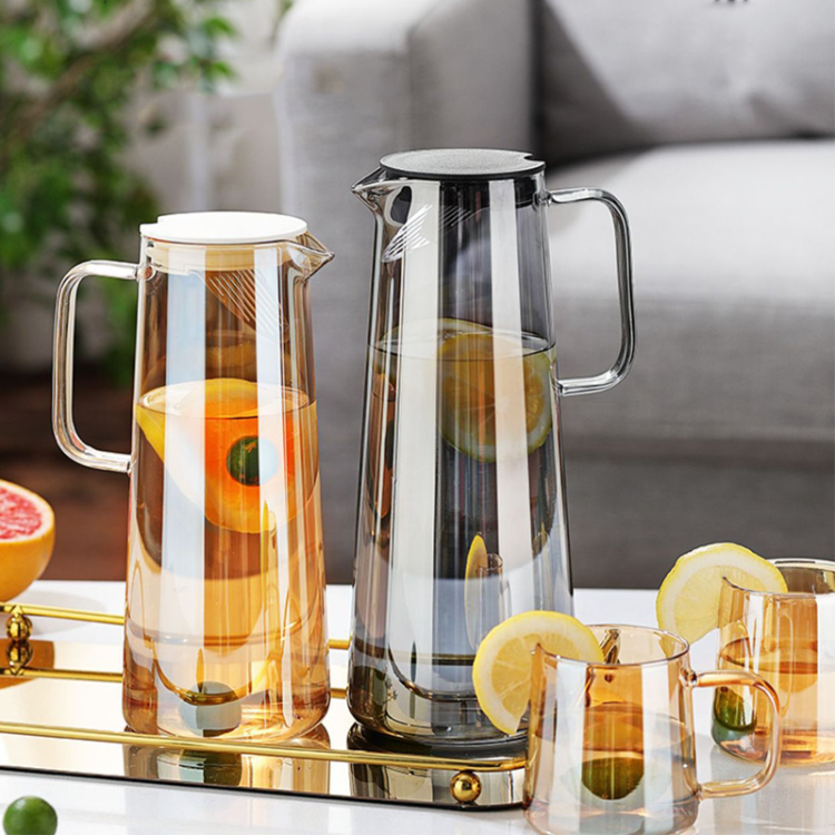 Glass Pitcher,60 oz/1.8 Liter Water Pitcher With Lid,Iced Tea Pitcher for  Fridge,Glass Water Carafe With Lid, Glass Water Jug,Large Drink Pitcher For