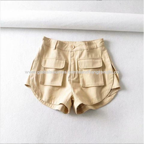 Compre Primavera Moda Alta Cintura Bolsillo Cargo Pantalones Casuales  Pantalones Cortos Para Mujer y Pantalones Cortos Cargo de China por 3.2 USD