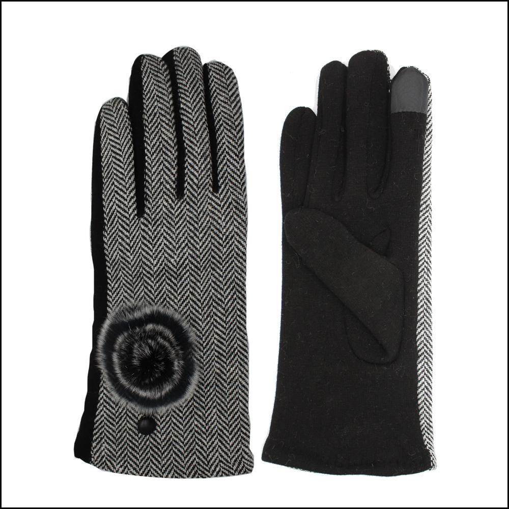 Buy Wholesale China Oem Knit Wool And Nylon Gloves With Fur Decoration ...