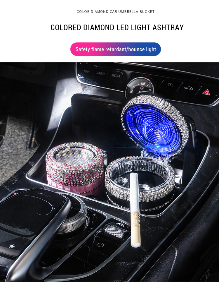 Bling Cigarette Storage Box Cigar Ashtray Container Bling Car Accessories Interior Car Ashtray