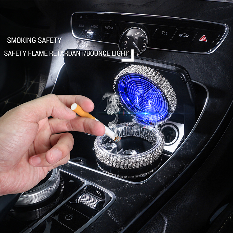 Bling Cigarette Storage Box Cigar Ashtray Container Bling Car Accessories Interior Car Ashtray