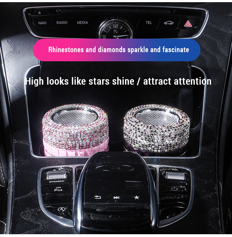 Bling Cigarette Storage Box Cigar Ashtray Container Bling Car Accessories Interior Car Ashtray
