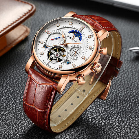 Buy China Wholesale Kinyued J025 Calendar Moon Phase 30m Waterproof Luxury Skeleton Mechanical Automatic Men s Watches Leather Oem Watch Alloy Round Skeleton Watches 26.8 Globalsources