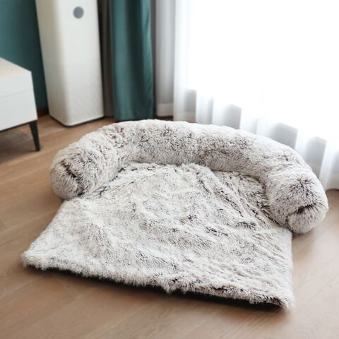 Calming Dog Bed Fluffy Plush Dog Mat for Furniture Protector with Removable  Washable Cover for Large Medium Small Dogs and Cats (Large, Light Grey)