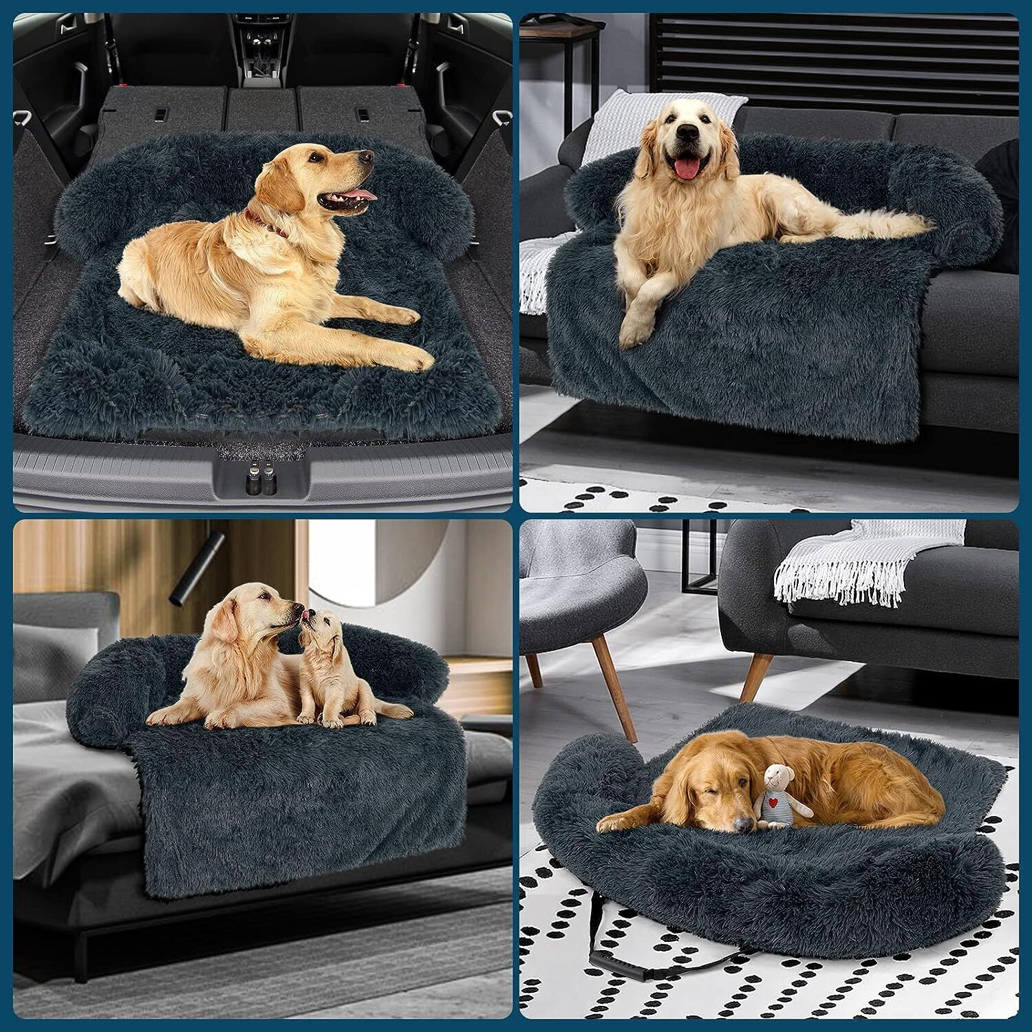 MoonxHome Plush Dog Bed with Foam Neck Bolster, Plush Pet Bed for Small  Dogs and Cats, Universal Pet Furniture Protector, Sofa Bed Cover, Machine