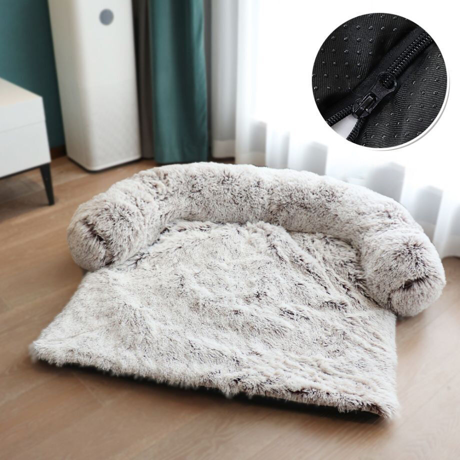 MoonxHome Plush Dog Bed with Foam Neck Bolster, Plush Pet Bed for Small  Dogs and Cats, Universal Pet Furniture Protector, Sofa Bed Cover, Machine